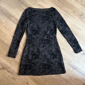 Cupshe Black Floral Velvet Dress